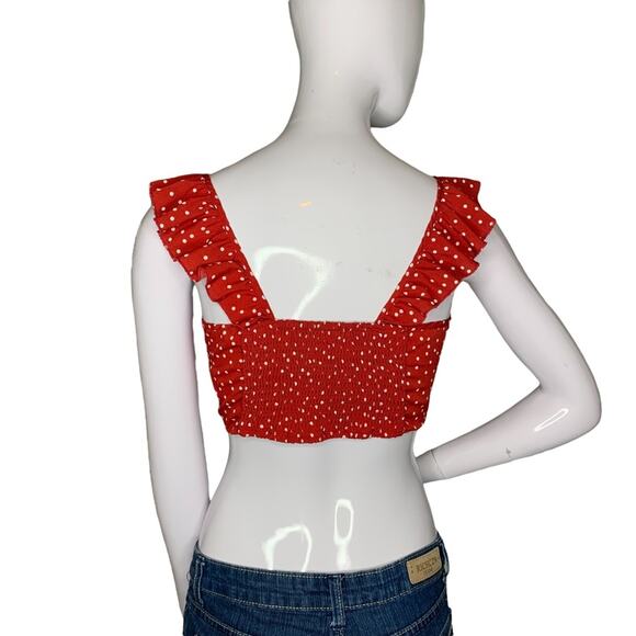 Shein Polka Dot Crop Top Red and White Sleeveless Size S Elastic o… - Picture 5 of 7